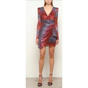 PatBo Lurex Ruched Mini Dress Longsleeve Mini Dress Womens USA 8